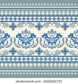 Ethnic  floral Ethnic  Pattern Ikat pattern Ethnic Pattern.Border  floral Aztec embroidery border seamless patterns.