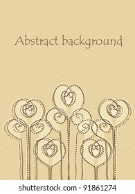 Ethnic floral pattern on beige texture background. Part of set. Vector art.