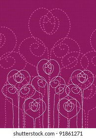 Ethnic floral pattern on violet texture background. Part of set. Vector art.