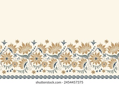 Ethnic Floral pattern paisley embroidery on white background. Ikat flower motif ethnic oriental seamless pattern traditional. Aztec style abstract vector illustration vintage design.