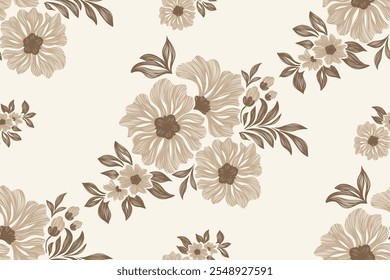 Ethnic Floral pattern paisley embroidery on white background. Ikat flower motif vintage oriental seamless pattern traditional. Aztec style abstract vector illustration vintage 