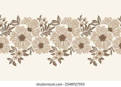 Ethnic Floral pattern paisley embroidery on white background. Ikat flower motif vintage oriental seamless pattern traditional. Aztec style abstract vector illustration vintage 