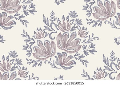Ethnic Floral pattern paisley embroidery on white background. Ikat flower motif vintage oriental seamless pattern traditional. Aztec style abstract vector illustration vintage 