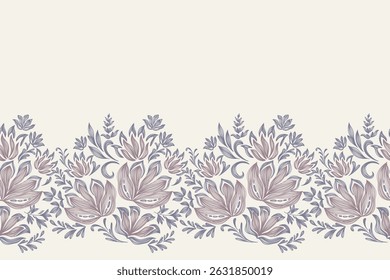 Ethnic Floral pattern paisley embroidery on white background. Ikat flower motif vintage oriental seamless pattern traditional. Aztec style abstract vector illustration vintage 