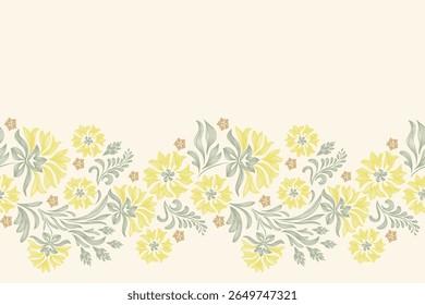 Ethnic Floral pattern paisley embroidery on white background. Ikat flower motif vintage oriental seamless pattern traditional. Aztec style abstract vector illustration vintage 