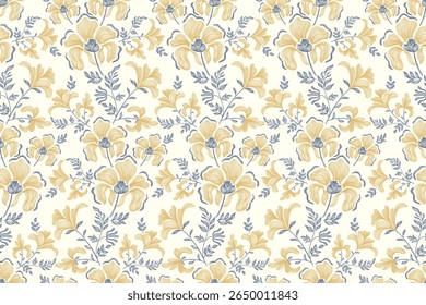 Ethnic Floral pattern paisley embroidery on white background. Ikat flower motif vintage oriental seamless pattern traditional. Aztec style abstract vector illustration vintage 