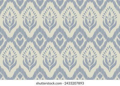 Traditionelle Ethnizität Blumenmuster Stickerei nahtlose abstrakte Indigo blaue Blumen Hintergrund Rand Böhmische Designs Vektor-Illustration.