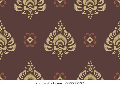 Ethnic floral pattern seamless. Thai Ikat floral paisley embroidery background, golden motifs pattern.ethnic oriental pattern traditional.Aztec style abstract vector illustration.design for texture