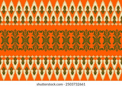 Ethnic floral and pattern with a vintage, tribal style for textile or wallpaper design,damask pattern,thai pattern, traditional ethnic, floral, fabric pattern for textiles,wallpaper, clothing, sarong,