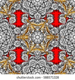 Ethnic, floral, retro, doodle, vector, tribal design element. Zentangle style. Red background. Seamless pattern for adult coloring book. Floral doodle.