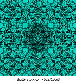 Ethnic, floral, retro, doodle, vector, tribal design element. Ornamental pattern for adult coloring book. Zentangle style. Blue background. Floral doodle.