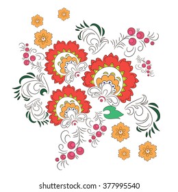 Ethnic, floral, retro, pattern, vector. Doodle vector background. Henna mehndi Doodle design. White background