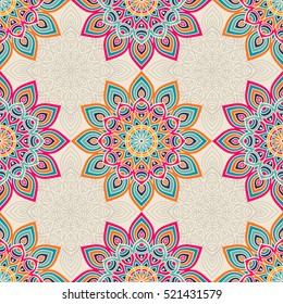 Ethnic floral seamless pattern