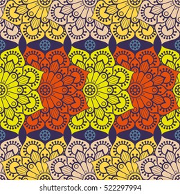 Ethnic floral seamless pattern