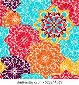 Ethnic floral seamless pattern