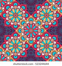 Ethnic floral seamless pattern
