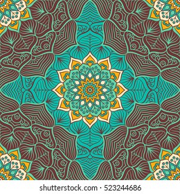 Ethnic floral seamless pattern