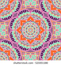 Ethnic floral seamless pattern
