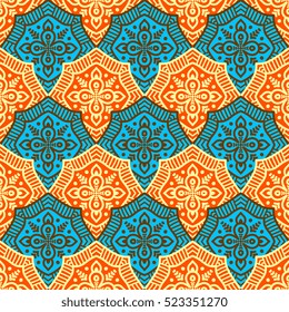 Ethnic floral seamless pattern