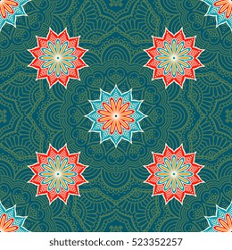 Ethnic floral seamless pattern