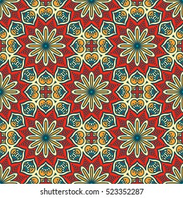 Ethnic floral seamless pattern