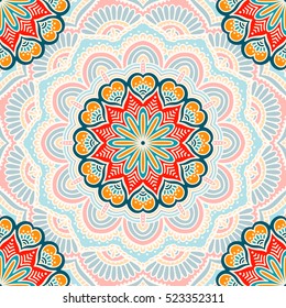 Ethnic floral seamless pattern
