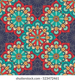 Ethnic floral seamless pattern