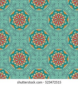 Ethnic floral seamless pattern