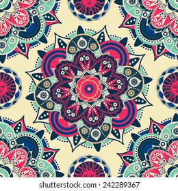 Ethnic floral seamless pattern. Abstract ornamental backdrop