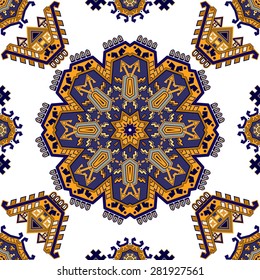Ethnic floral seamless pattern. Abstract ornamental backdrop