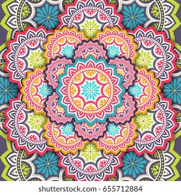 Ethnic floral seamless pattern. Abstract ornamental pattern