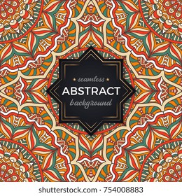Ethnic floral seamless pattern. Abstract ornamental pattern