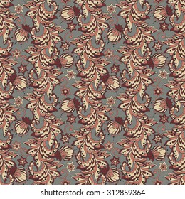 ethnic floral seamless pattern in batik style
