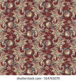 ethnic floral seamless pattern in batik style