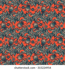 ethnic floral seamless pattern in batik style