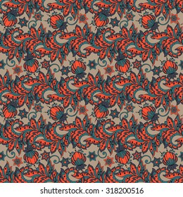 ethnic floral seamless pattern in batik style