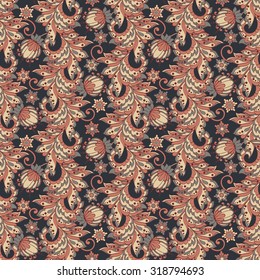 ethnic floral seamless pattern in batik style