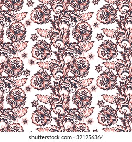 ethnic floral seamless pattern in batik style