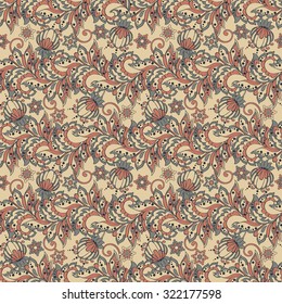 ethnic floral seamless pattern in batik style. 