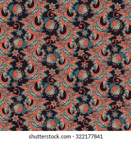 ethnic floral seamless pattern in batik style