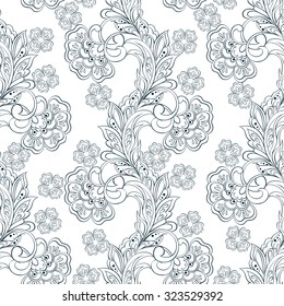 ethnic floral seamless pattern in batik style