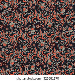 ethnic floral seamless pattern in batik style. 