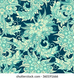 ethnic floral seamless pattern in batik style.