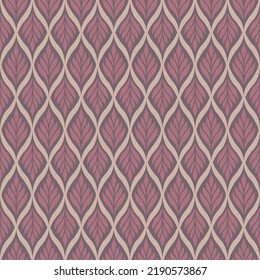 Ethnic floral seamless pattern. Beautiful patterns as leaves. Vector seamless pattern. Monochrome ornament with geometric leaves on red background.