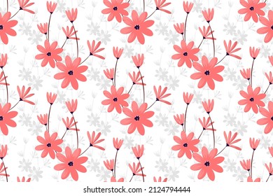 Ethnic Floral seamless pattern design for fabric textile paper decoration. Flower hand drawing nature botanical wallpaper. Trending colorful ornament embroidery prints vector illustrations background