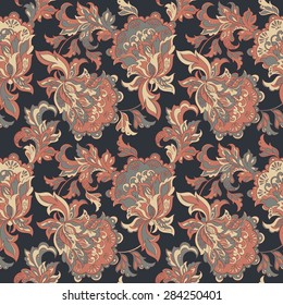 ethnic floral seamless pattern. folkloric batik vector ornament.