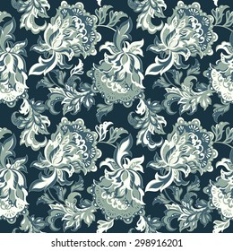 ethnic floral seamless pattern. folkloric batik vector ornament.