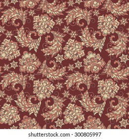 Ethnic Floral seamless pattern. Folkloric Batik vector ornament.