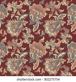 ethnic floral seamless pattern. folkloric batik vector ornament.
