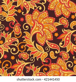 Ethnic Floral seamless pattern in indian style.